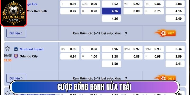 Cược đồng banh nửa trái